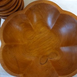 Vintage Wood Salad Bowl Set